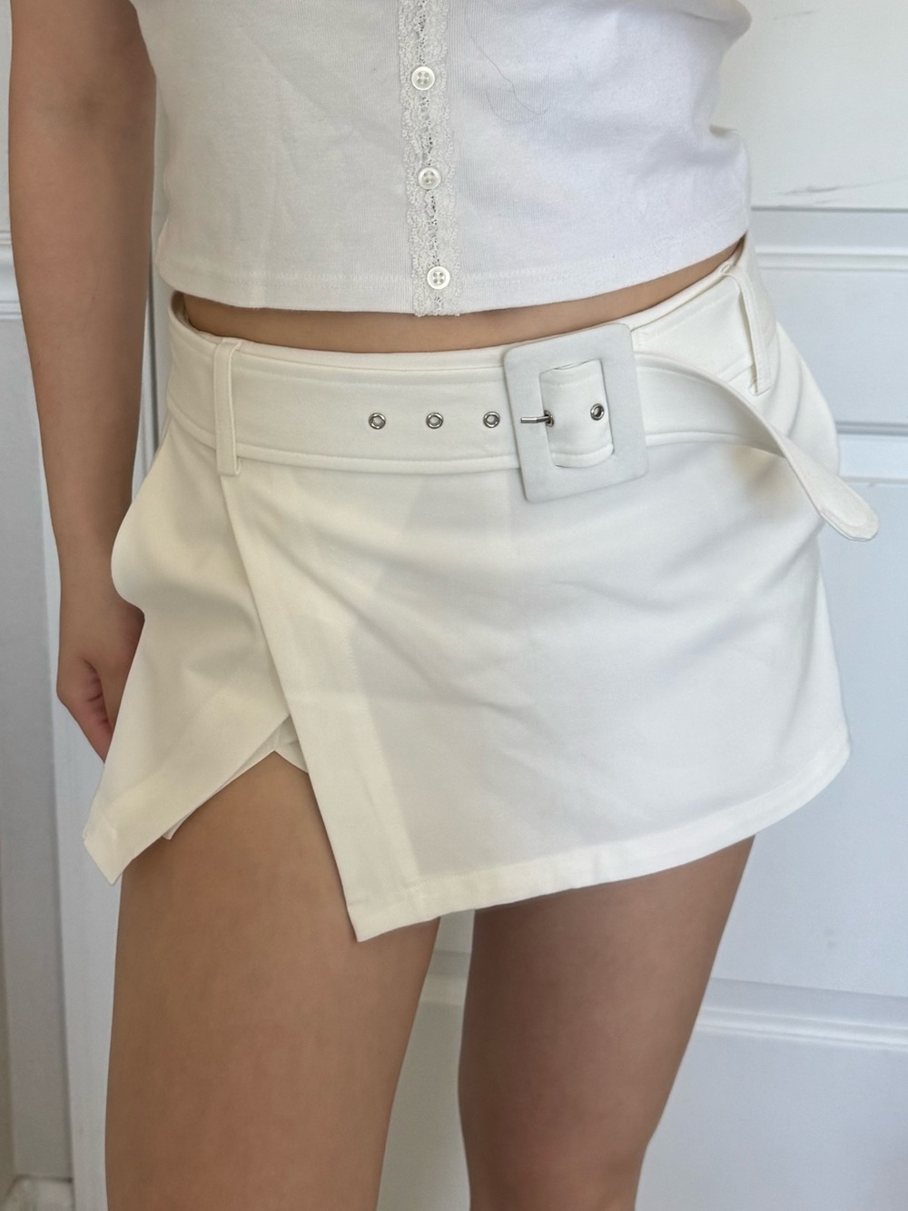 White Belted mini skirt / skort